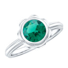 Rosec Jewels-Bezel Set Lab Created Emerald Solitaire Engagement Ring