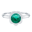 Rosec Jewels-Bezel Set Lab Created Emerald Solitaire Engagement Ring