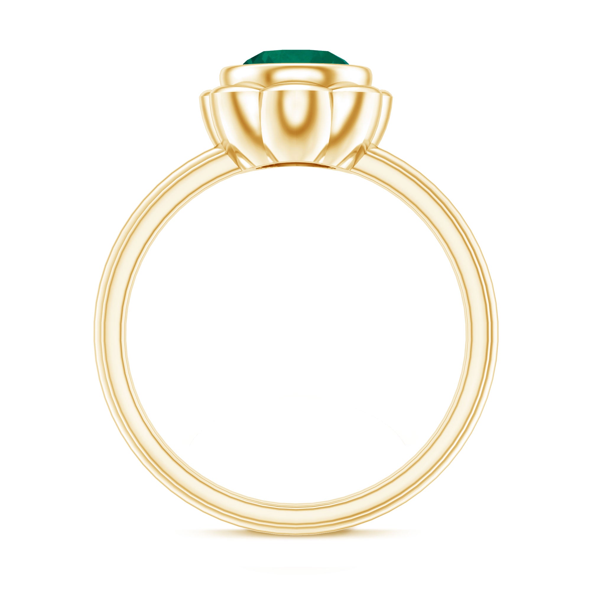 Rosec Jewels-Bezel Set Lab Created Emerald Solitaire Engagement Ring