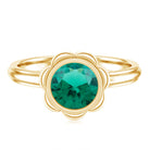 Rosec Jewels-Bezel Set Lab Created Emerald Solitaire Engagement Ring