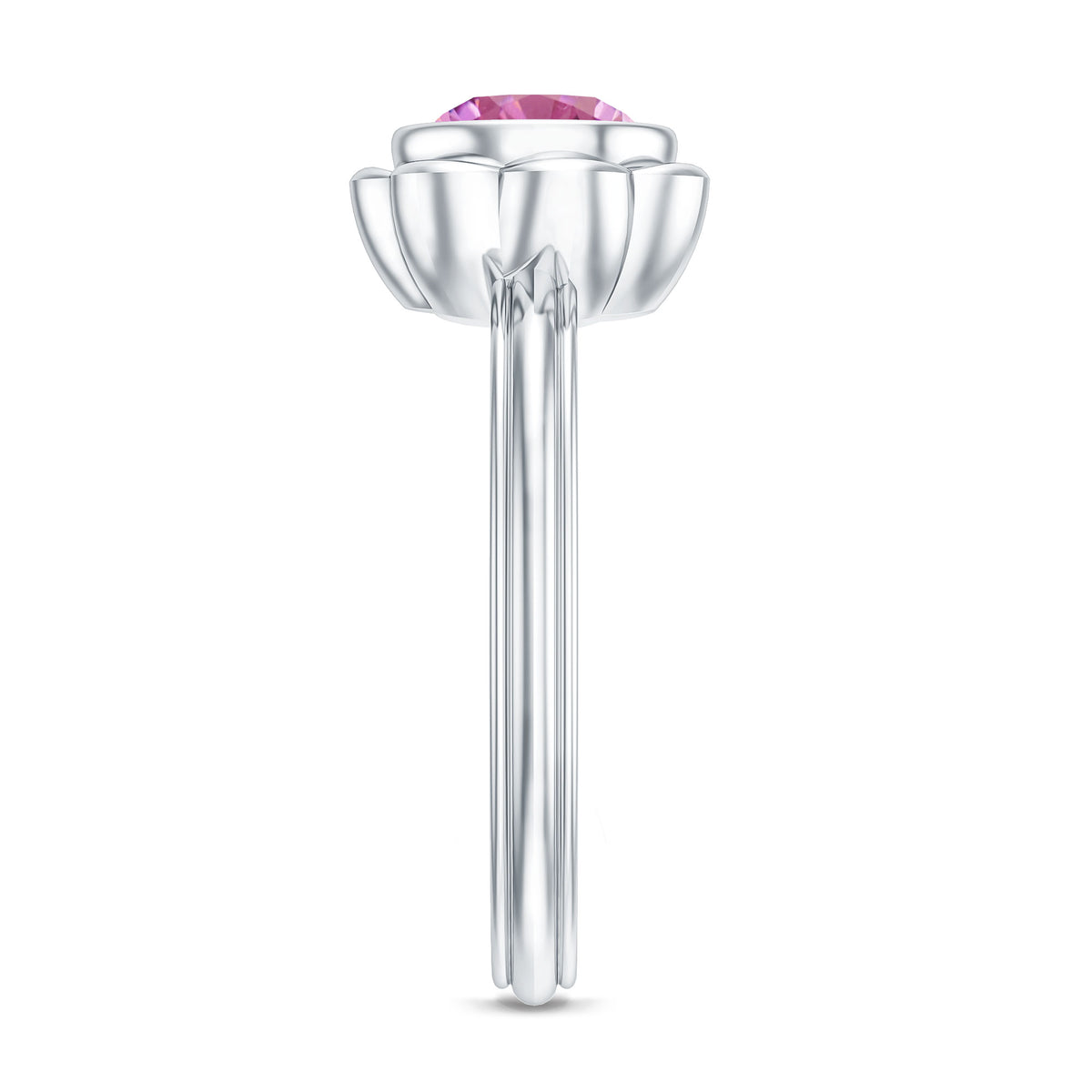 1.2 Carat Round Pink Tourmaline Flower Engagement Ring AAA - Rosec Jewels
