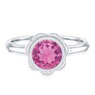 Rosec Jewels-1 Carat Round Pink Tourmaline Flower Engagement Ring