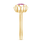 Rosec Jewels-1 Carat Round Pink Tourmaline Flower Engagement Ring