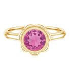 Rosec Jewels-1 Carat Round Pink Tourmaline Flower Engagement Ring