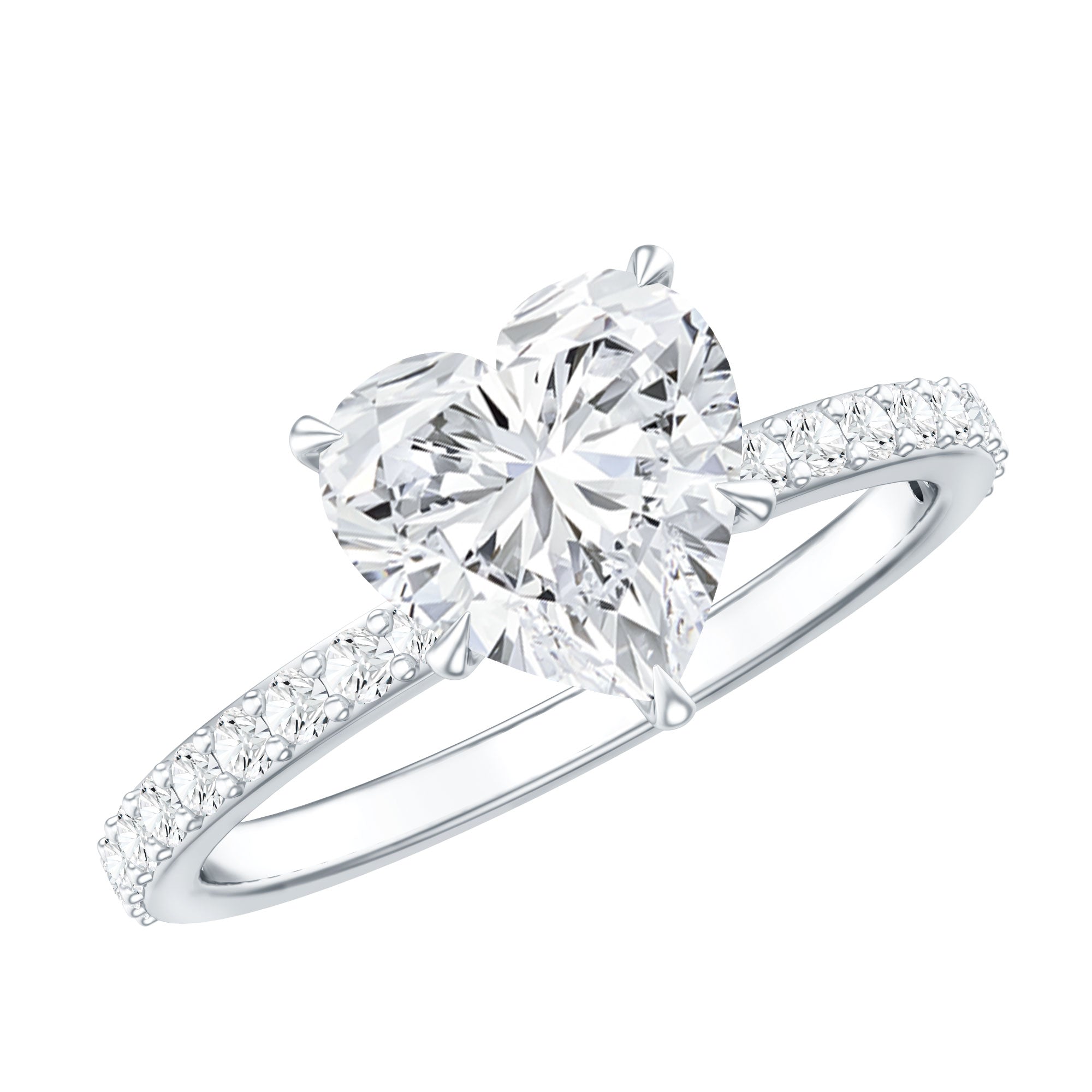 Rosec Jewels-2 Carat Lab Grown Diamond Heart Engagement Ring for Her