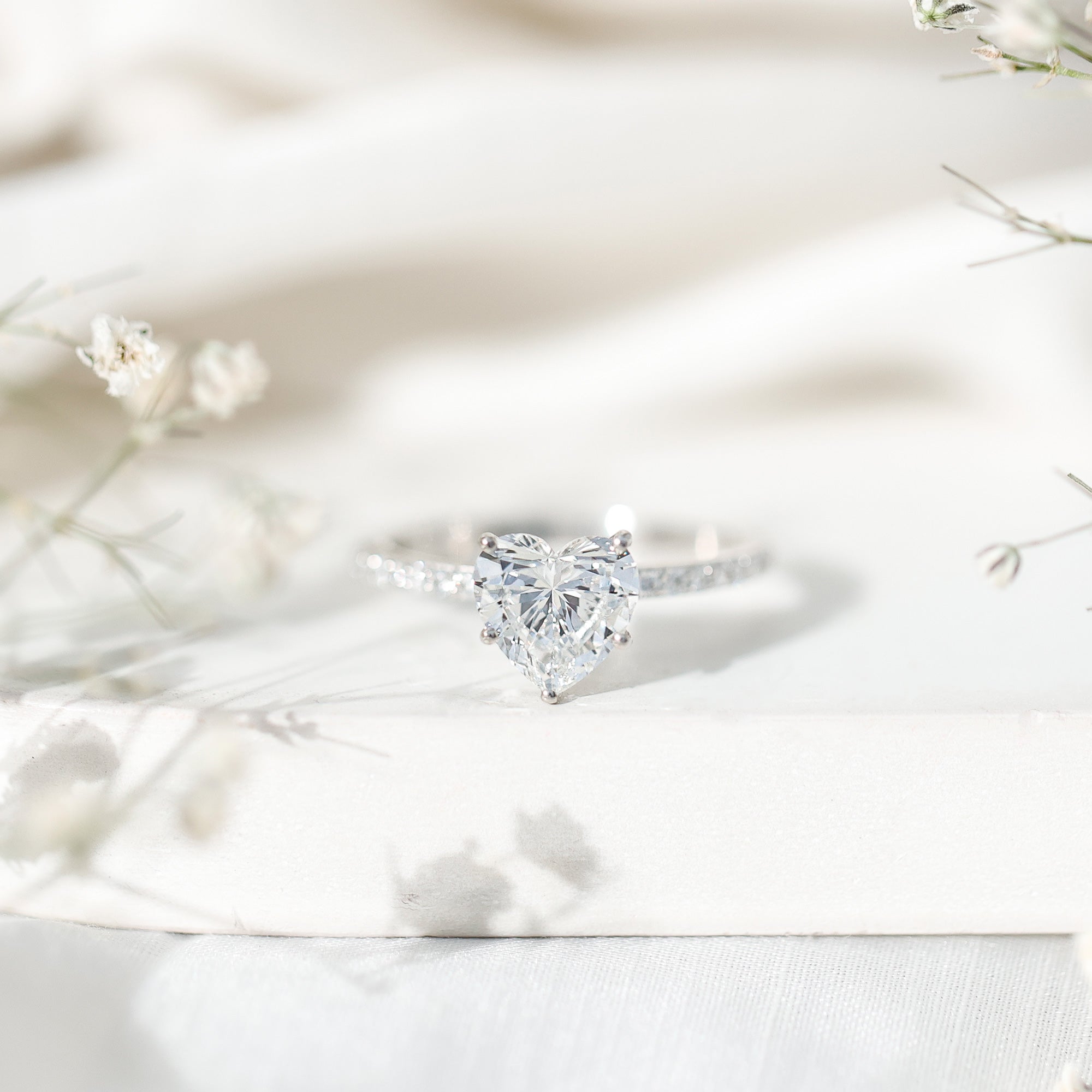2 Carat Lab Grown Diamond Heart Engagement Ring for Her Lab - ( EF-VS ) - Rosec Jewels
