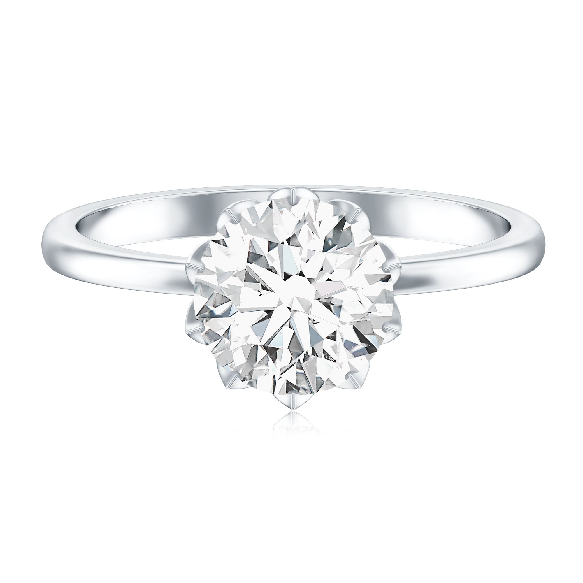Rosec Jewels-IGI Certified 2 Carat Lab Grown Diamond Lotus Engagement Ring