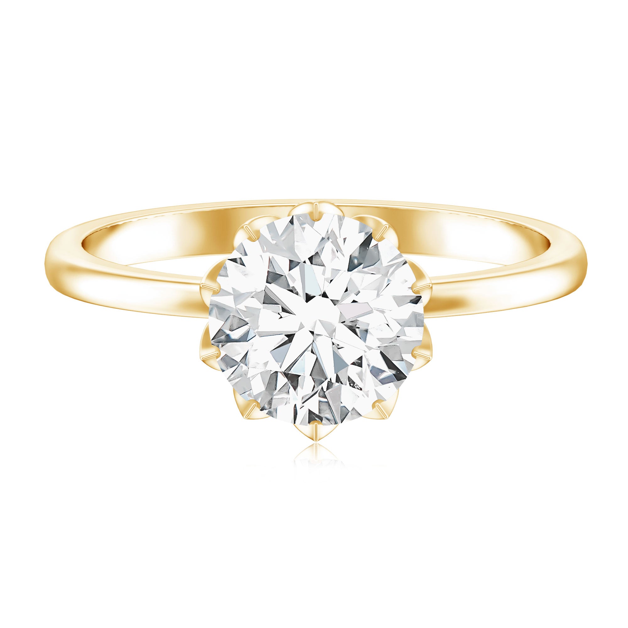 Rosec Jewels-IGI Certified 2 Carat Lab Grown Diamond Lotus Engagement Ring