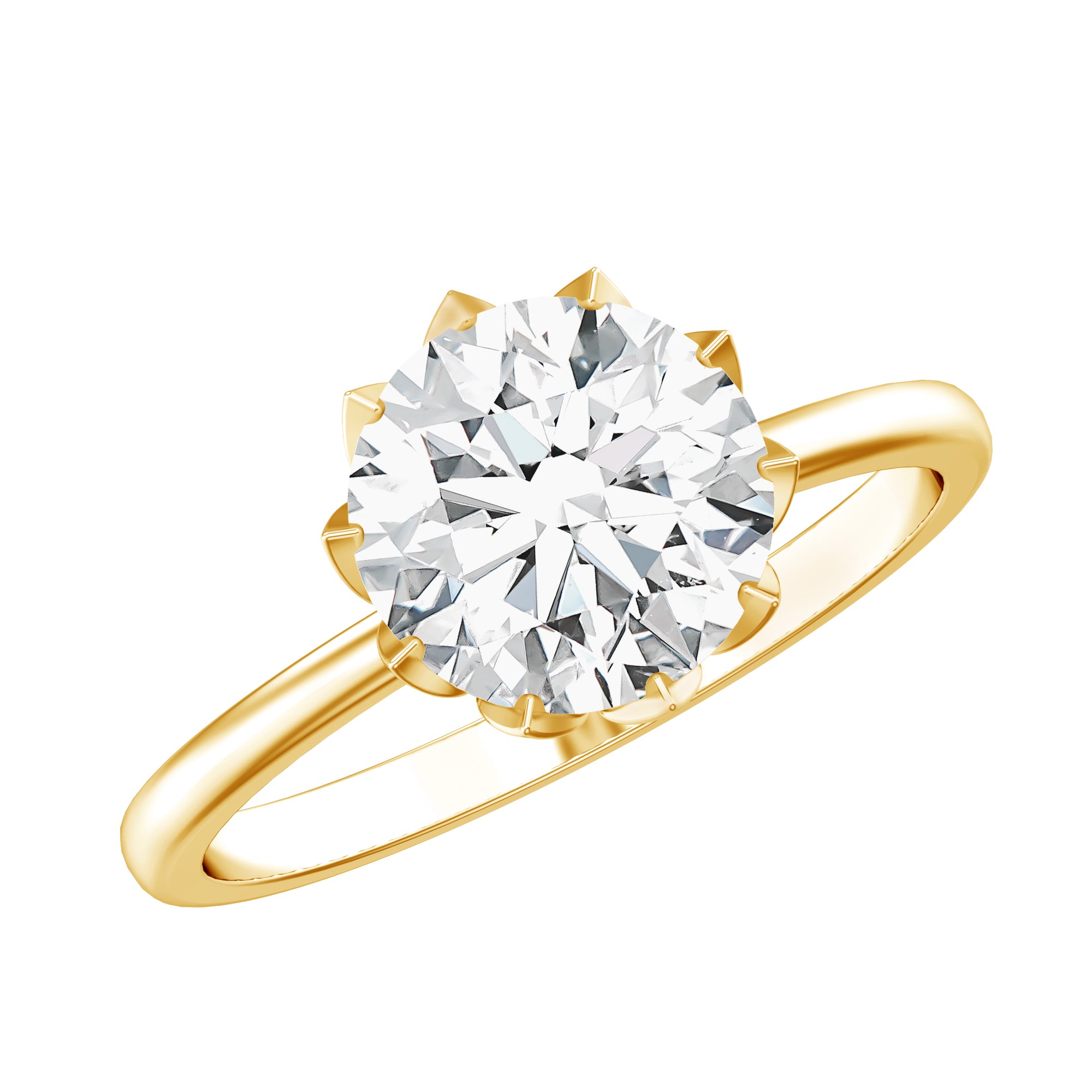 Rosec Jewels-Lotus Basket Set Lab Grown Diamond 3 Carat Engagement Ring with IGI Certificate