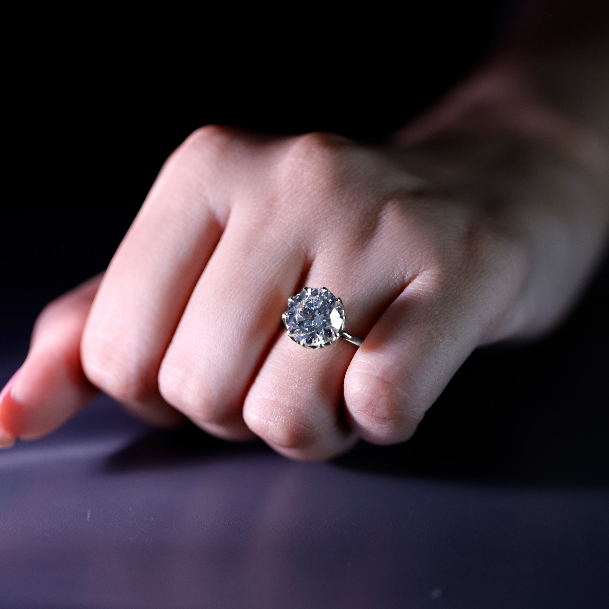 IGI Certified 4 CT Lab Grown Diamond Lotus Engagement Ring Lab - ( E-VS1 ) - Rosec Jewels