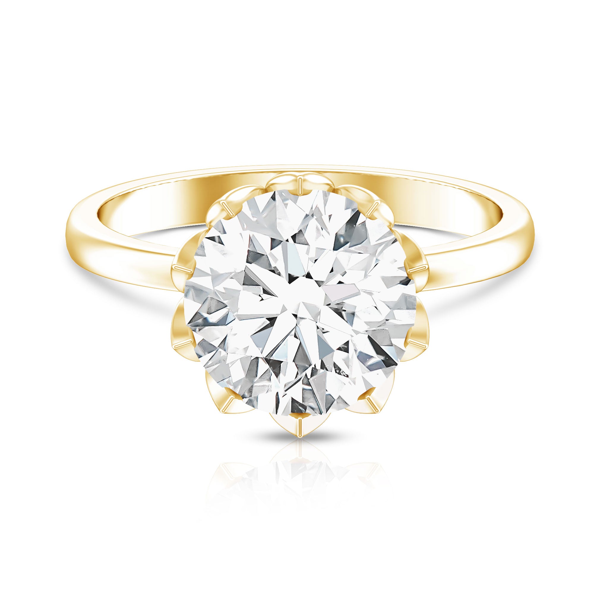 Rosec Jewels-IGI Certified 4 CT Lab Grown Diamond Lotus Engagement Ring