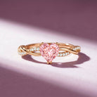 1 CT IGI Certified Lab Grown Pink Diamond Heart Engagement Ring with Crossover Shank VVS - Rosec Jewels