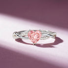 1 CT IGI Certified Lab Grown Pink Diamond Heart Engagement Ring with Crossover Shank VVS - Rosec Jewels