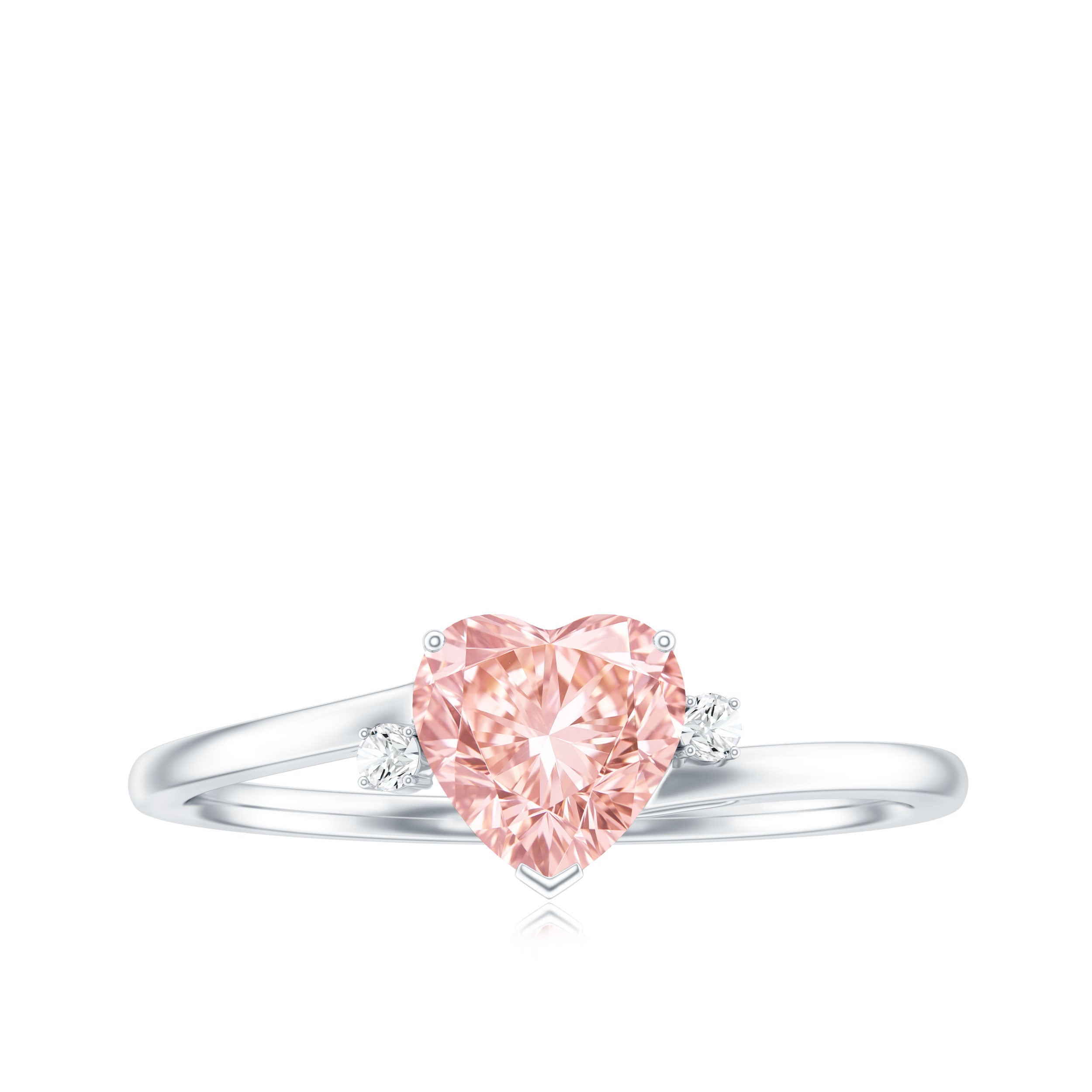 Rosec Jewels-1 CT Lab Grown Pink Diamond Heart Promise Ring