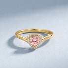 IGI Certified Lab Grown Pink Diamond Heart Promise Ring with Halo Fancy Pink - VS1 - Rosec Jewels