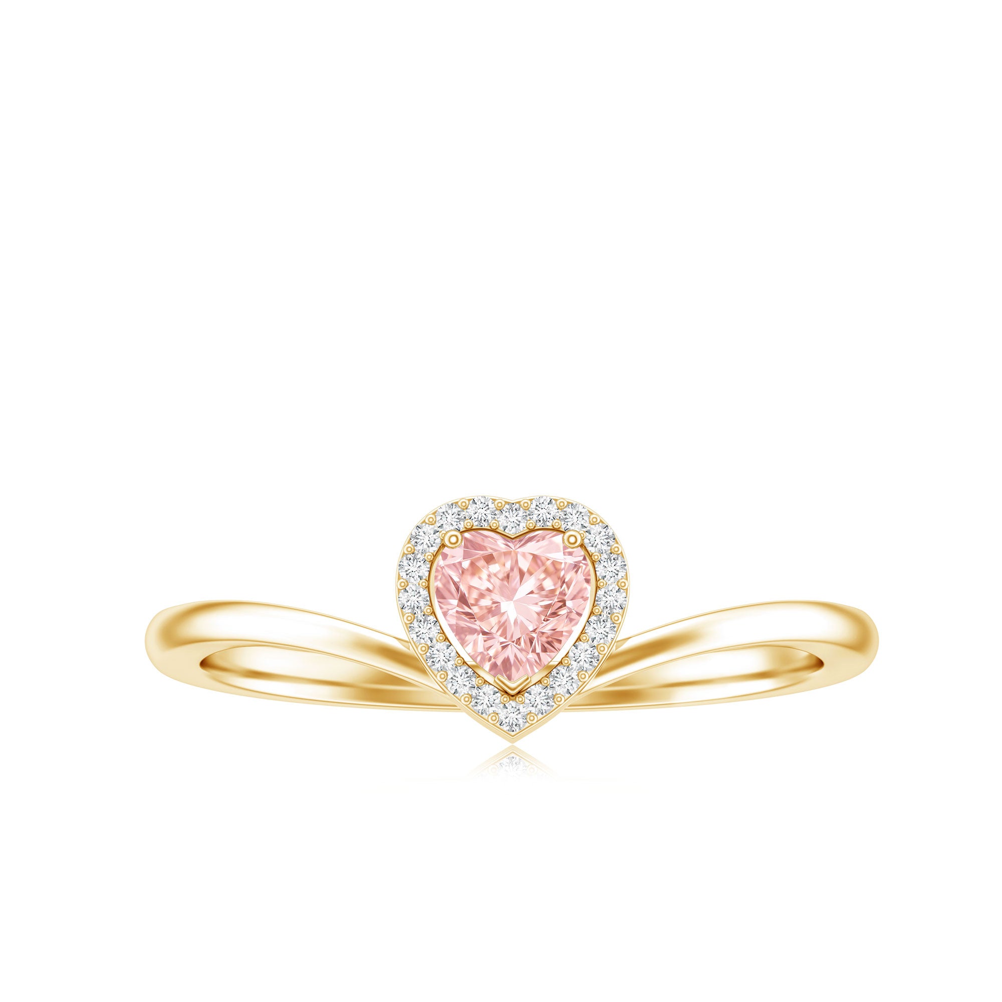 Rosec Jewels-Certified Lab Grown Pink Diamond Heart Promise Ring with Halo