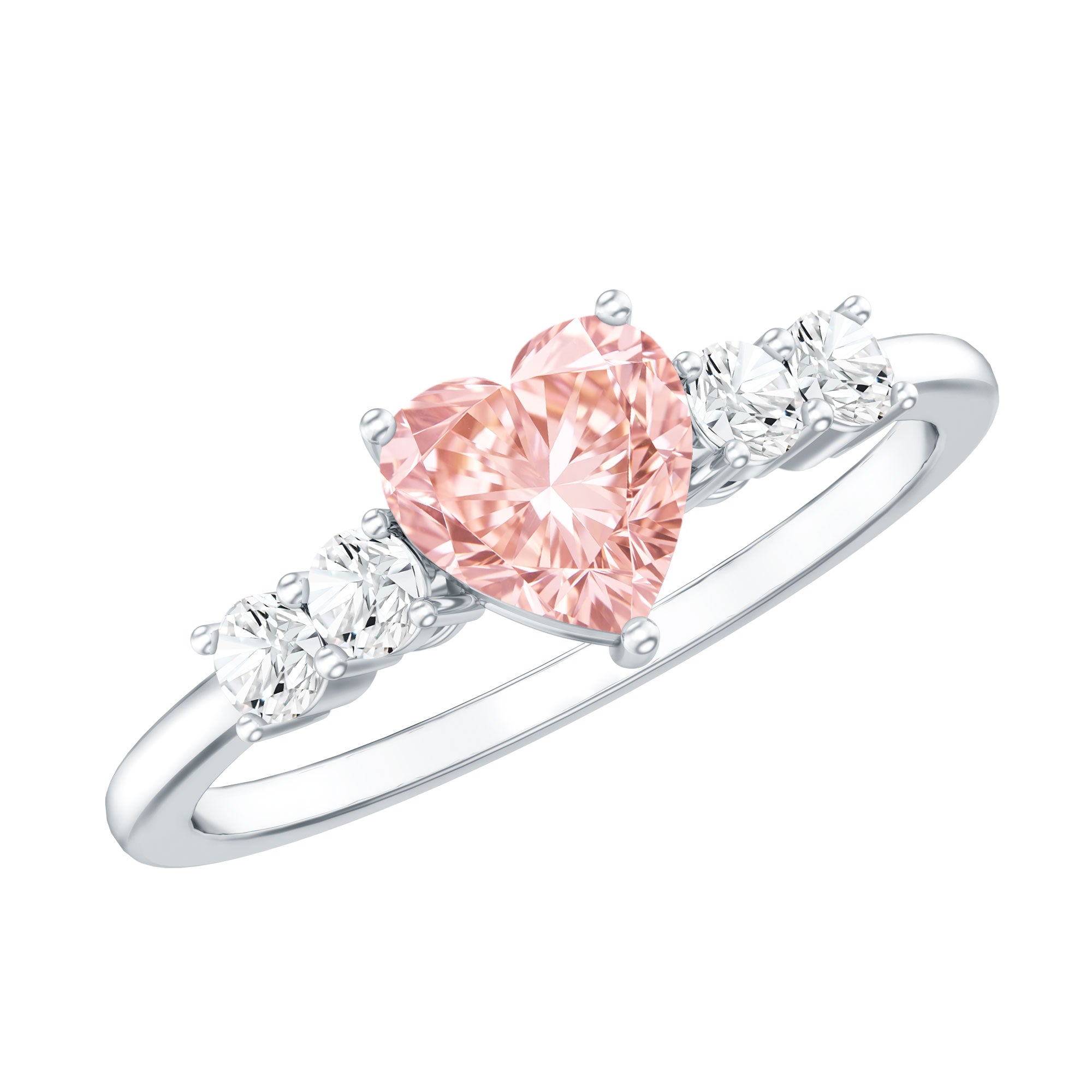 Rosec Jewels-1 Carat Lab Grown Pink and White Diamond Heart Promise Ring for Her