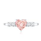 Rosec Jewels-1 Carat Lab Grown Pink and White Diamond Heart Promise Ring for Her