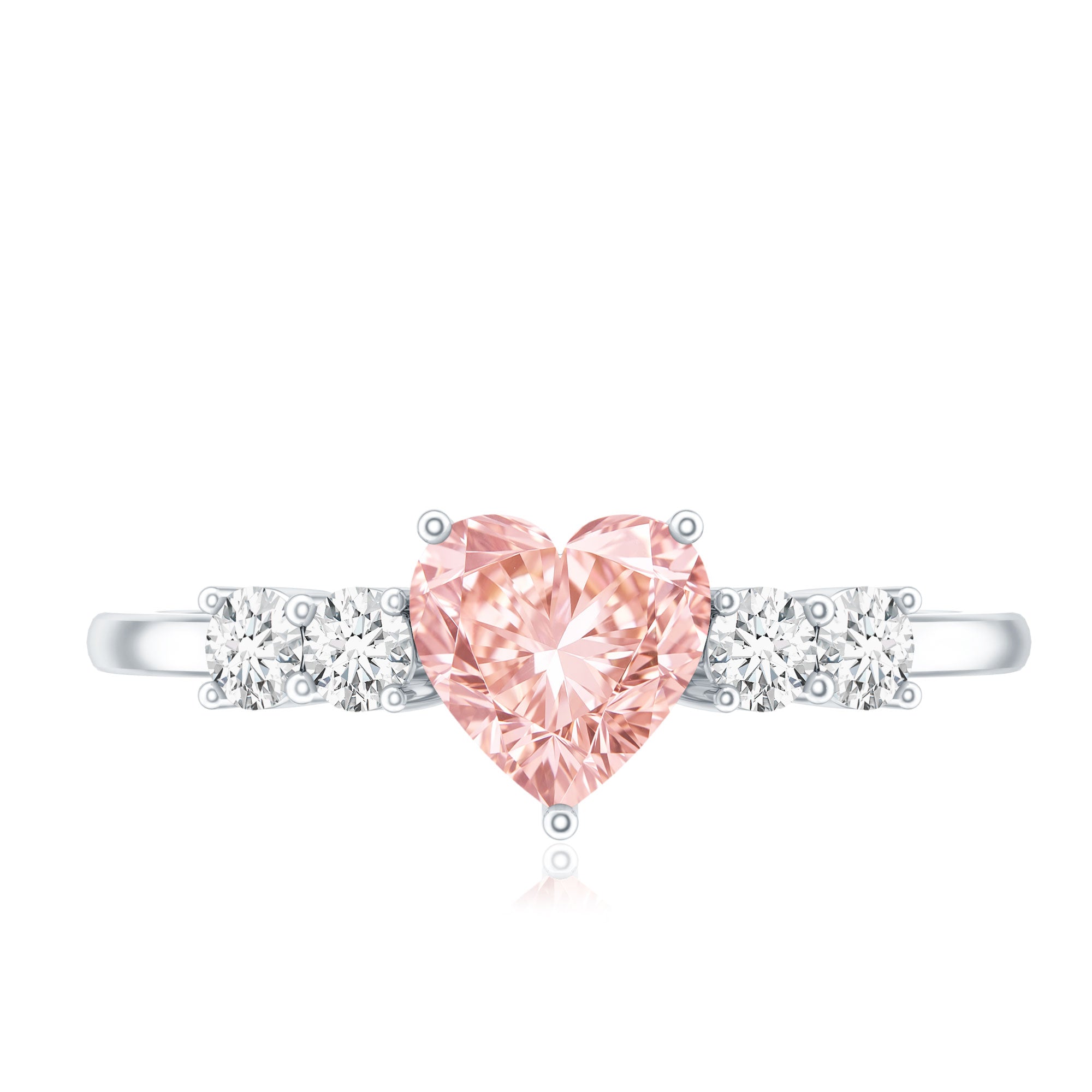 Rosec Jewels-1 Carat Lab Grown Pink and White Diamond Heart Promise Ring for Her