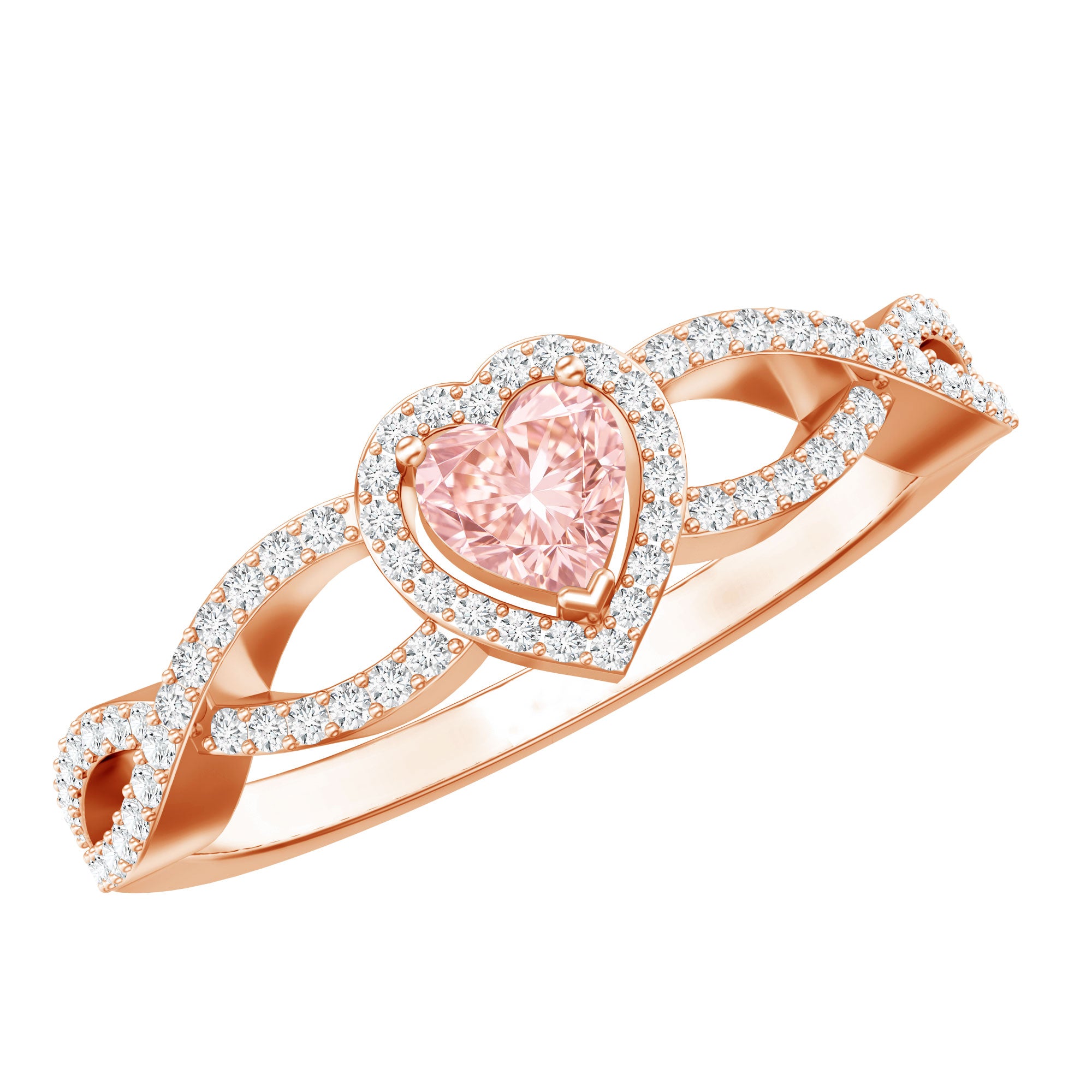 Rosec Jewels-1 Carat Lab Grown Pink and White Diamond Classic Engagement Ring