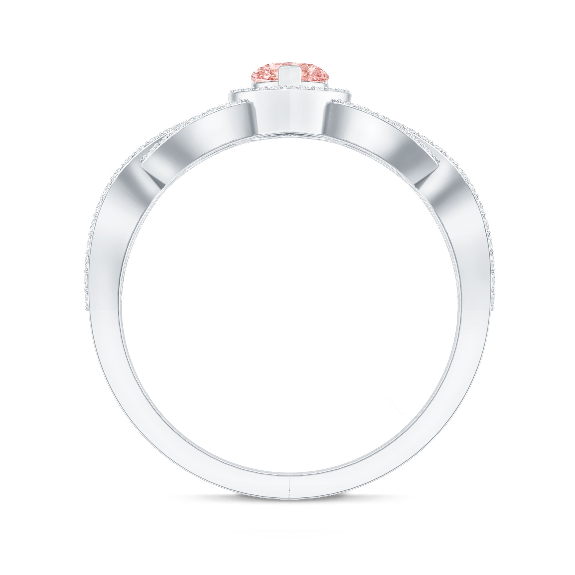 Rosec Jewels-1 Carat Lab Grown Pink and White Diamond Classic Engagement Ring