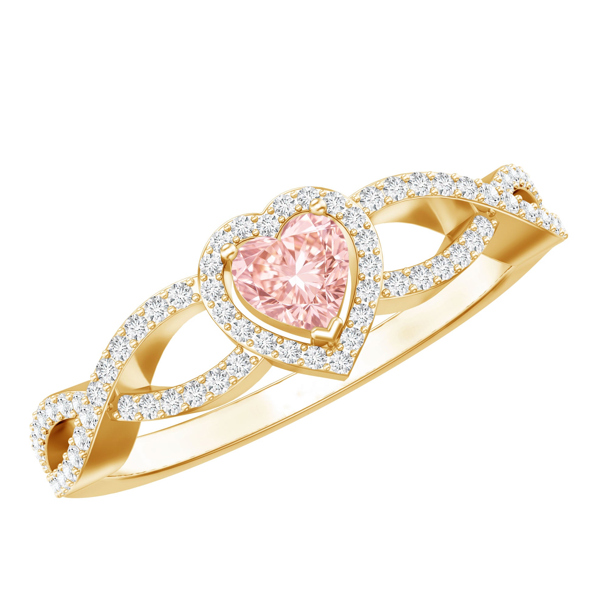 Rosec Jewels-1 Carat Lab Grown Pink and White Diamond Classic Engagement Ring
