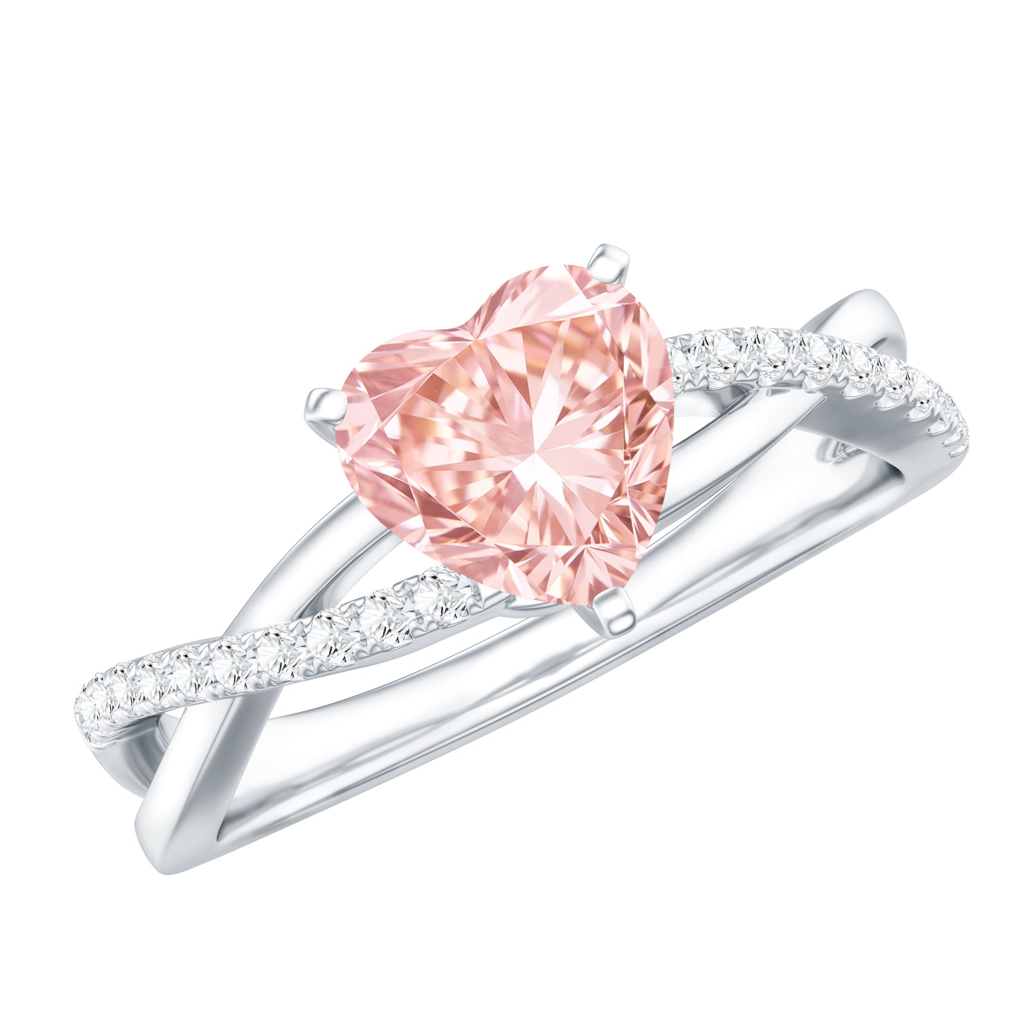 Rosec Jewels-1 CT Solitaire Lab Grown Pink Diamond Heart Engagement Ring