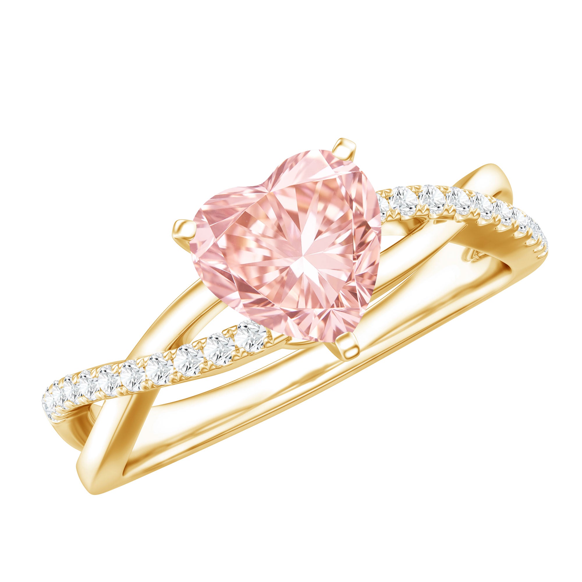 Rosec Jewels-1 CT Solitaire Lab Grown Pink Diamond Heart Engagement Ring