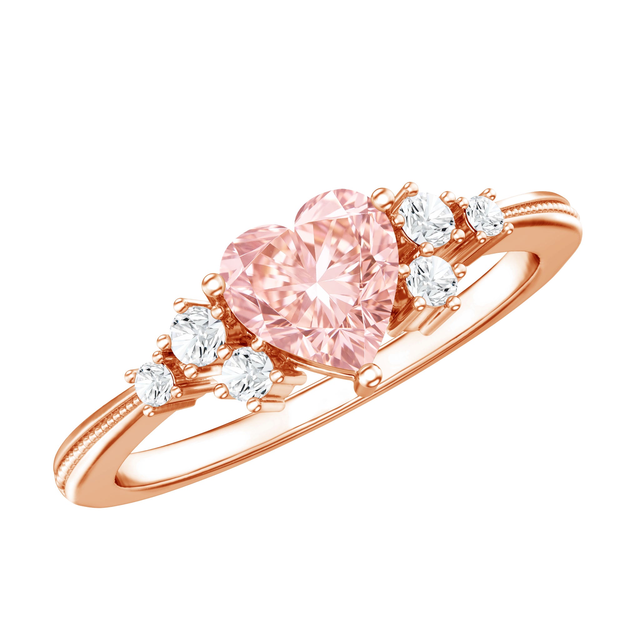 Rosec Jewels-1 CT Lab Grown Pink and White Diamond Heart Engagement Ring