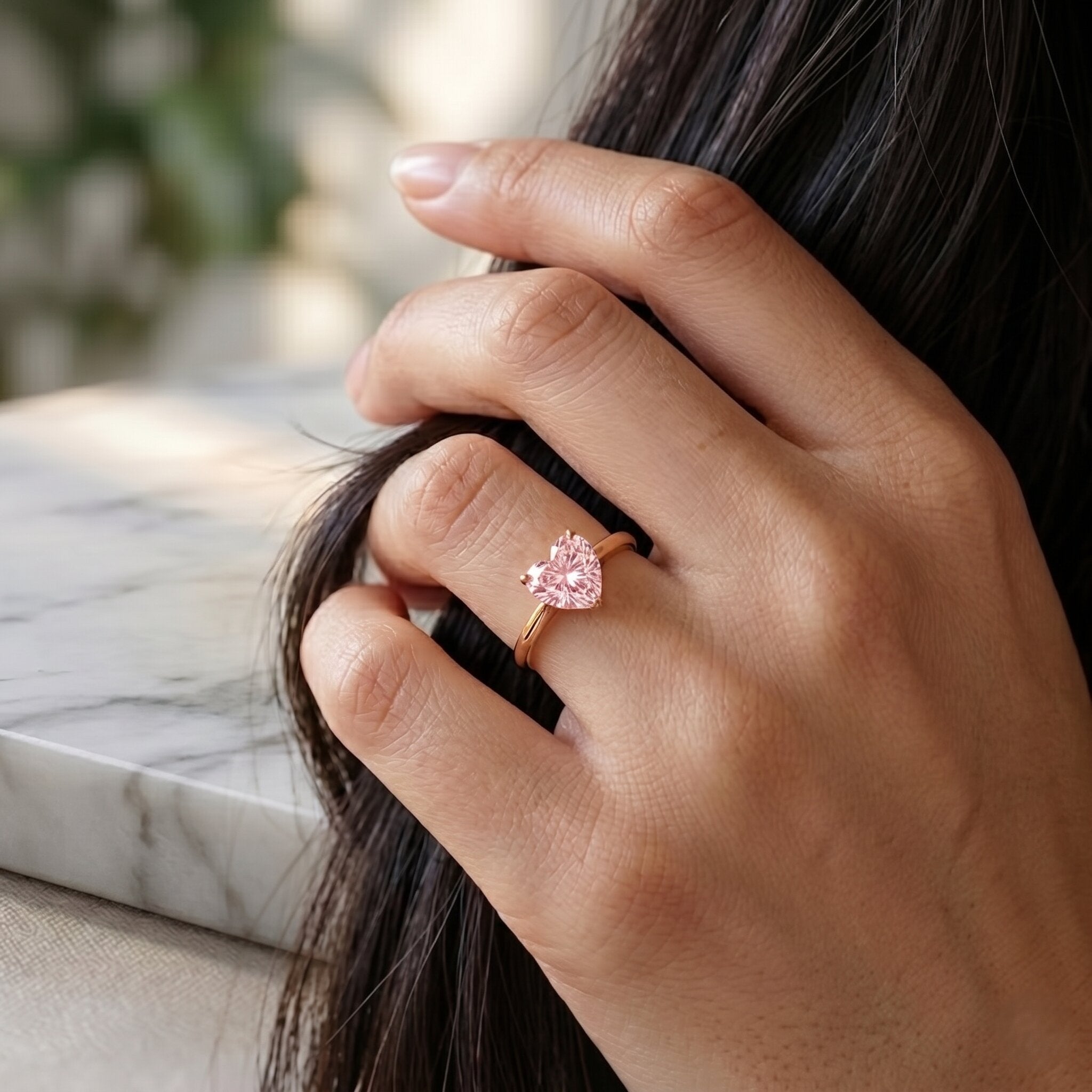 1 CT Lab Grown Pink Diamond Heart Promise Ring with IGI Certificate VVS - Rosec Jewels