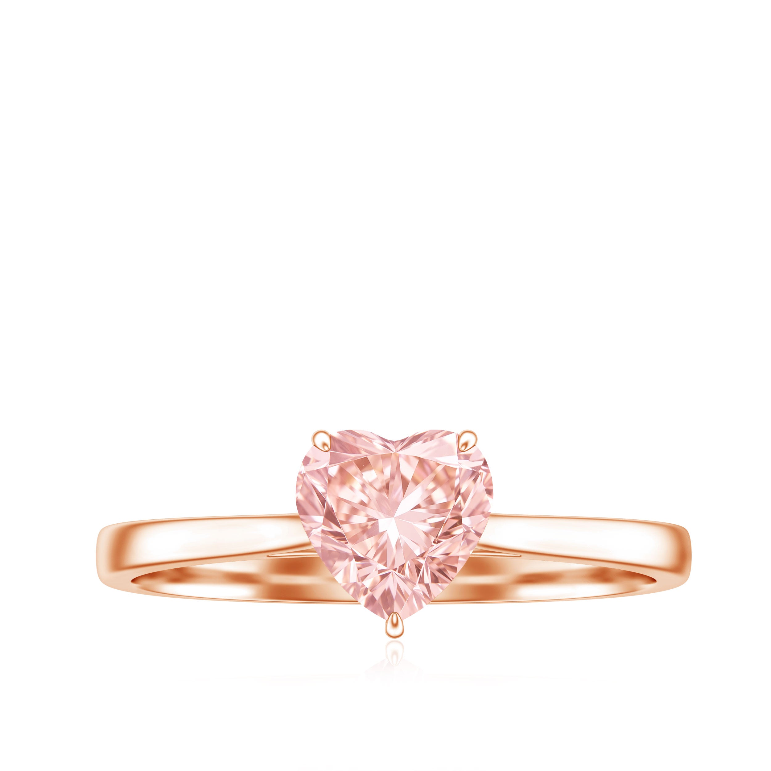 Rosec Jewels-1 CT Lab Grown Pink Diamond Heart Promise Ring with Certificate