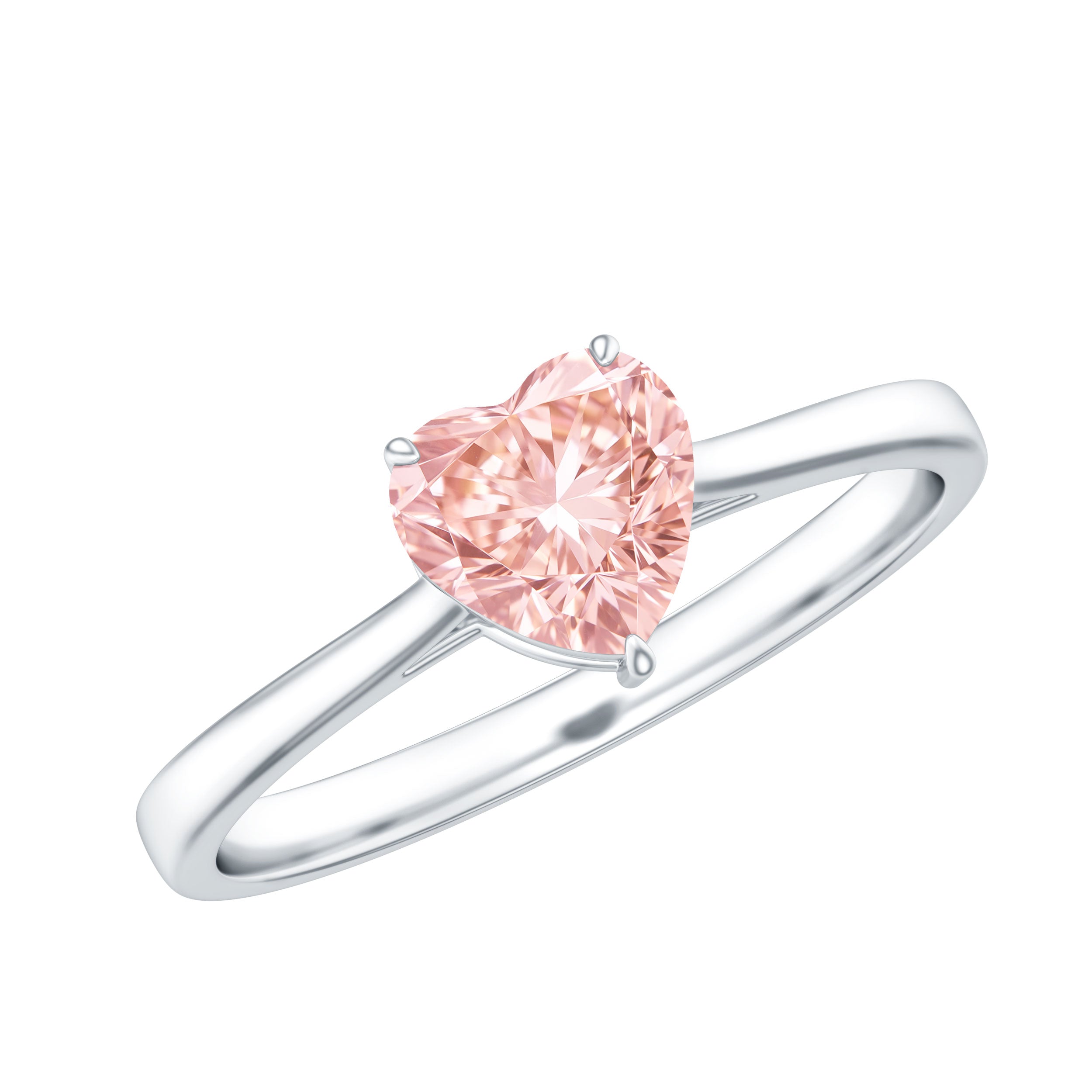Rosec Jewels-1 CT Lab Grown Pink Diamond Heart Promise Ring with Certificate