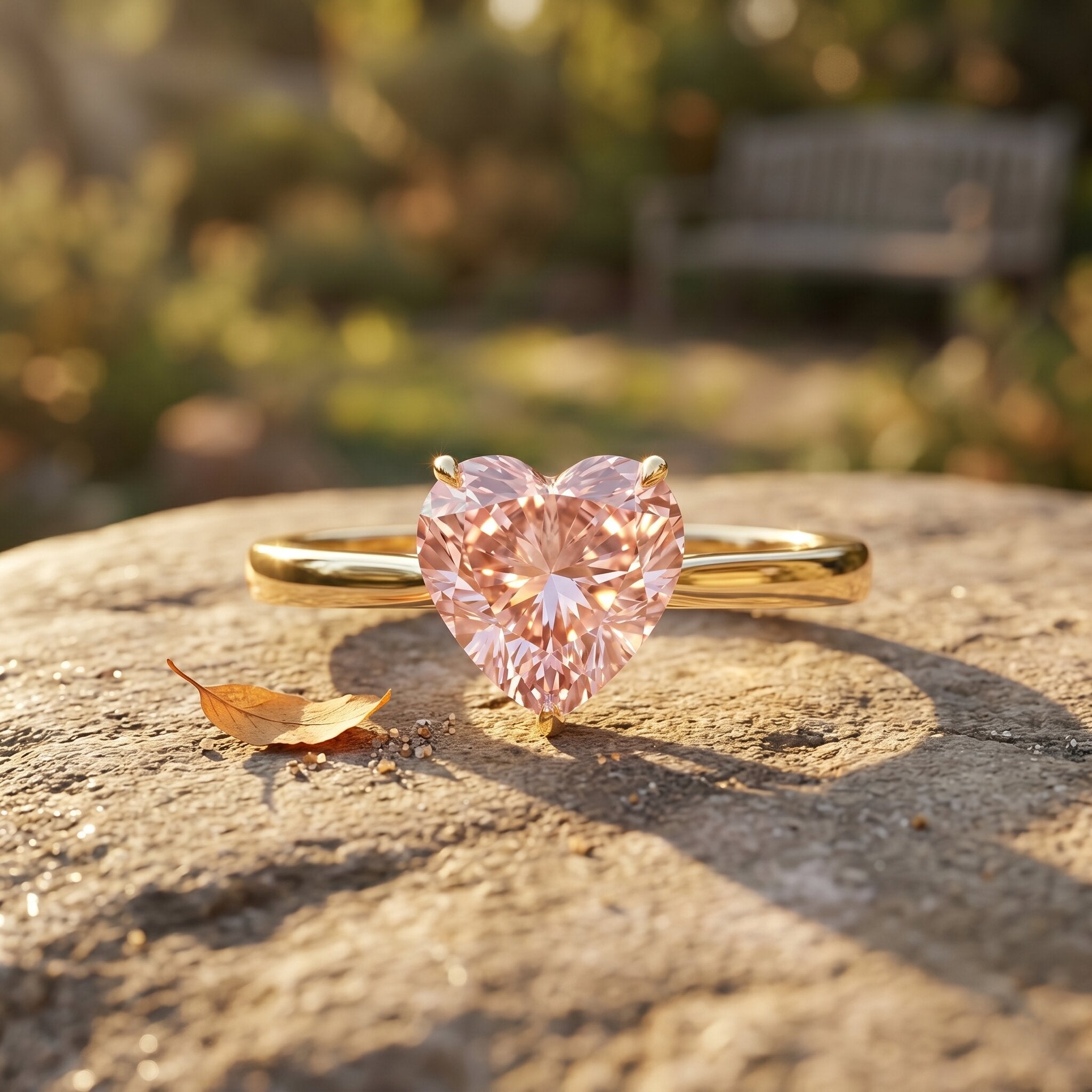 1 CT Lab Grown Pink Diamond Heart Promise Ring with IGI Certificate VVS - Rosec Jewels