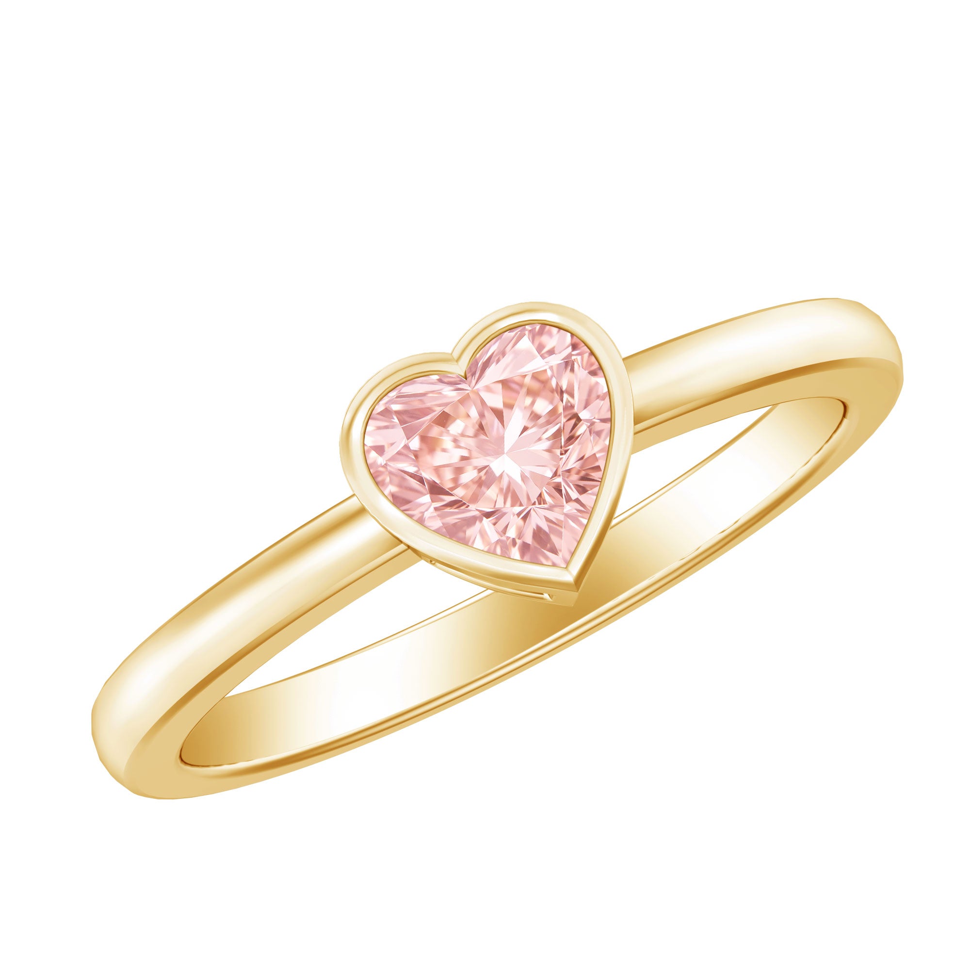 Rosec Jewels-Bezel Set Lab Grown Pink Diamond Solitaire Promise Ring