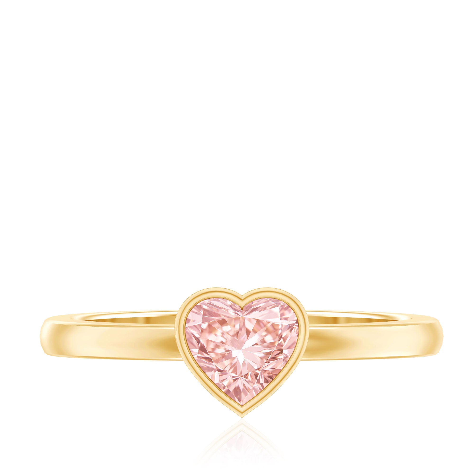Rosec Jewels-Bezel Set Lab Grown Pink Diamond Solitaire Promise Ring