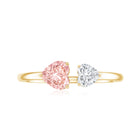 Rosec Jewels-Heart Shape Lab Grown Pink White Diamond Toi Et Moi Promise Ring