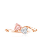 Rosec Jewels-Lab Grown Pink and White Diamond Double Heart Promise Ring