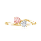 Rosec Jewels-Lab Grown Pink and White Diamond Double Heart Promise Ring