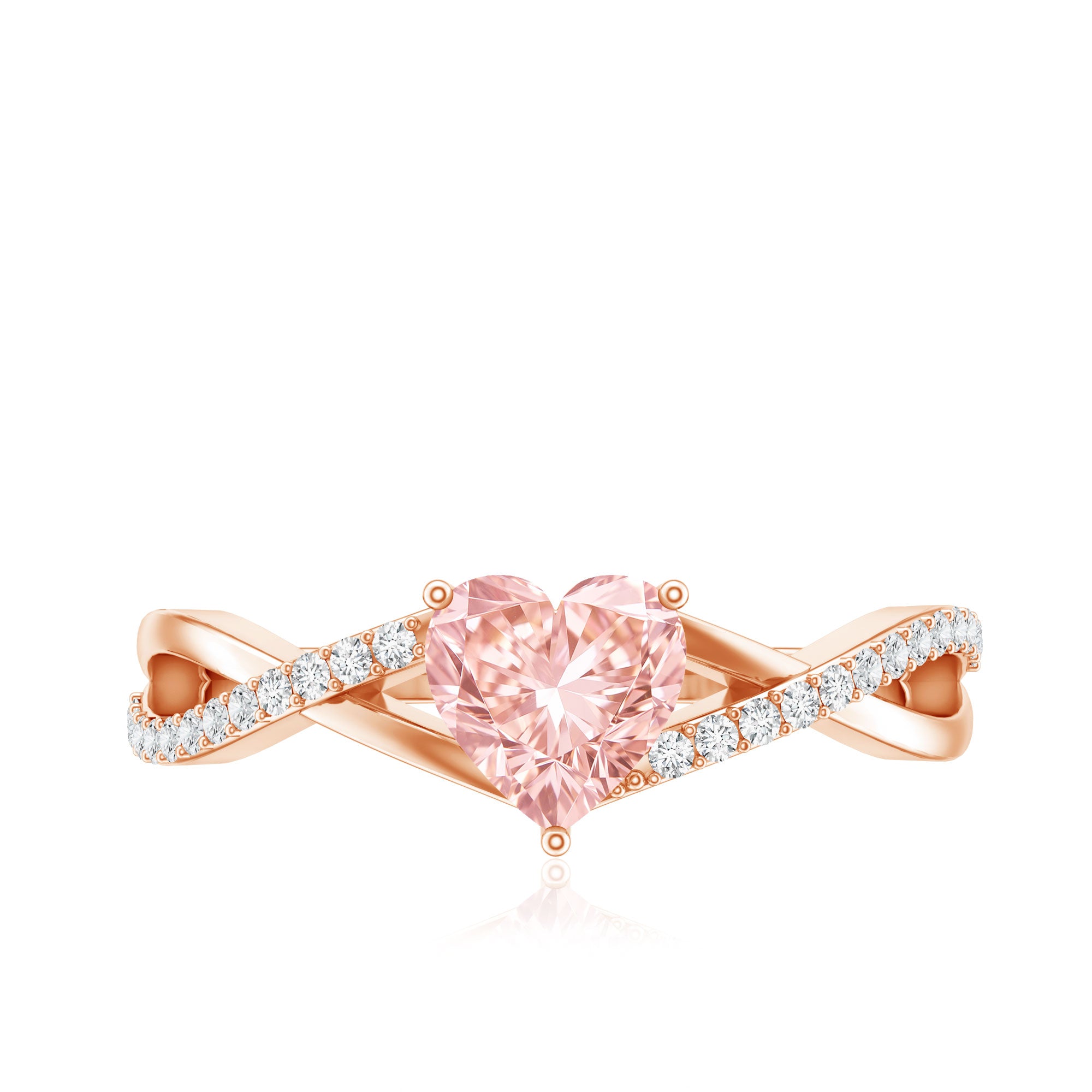 Rosec Jewels-1 CT Heart Shaped Lab Grown Pink Diamond Infinity Engagement Ring