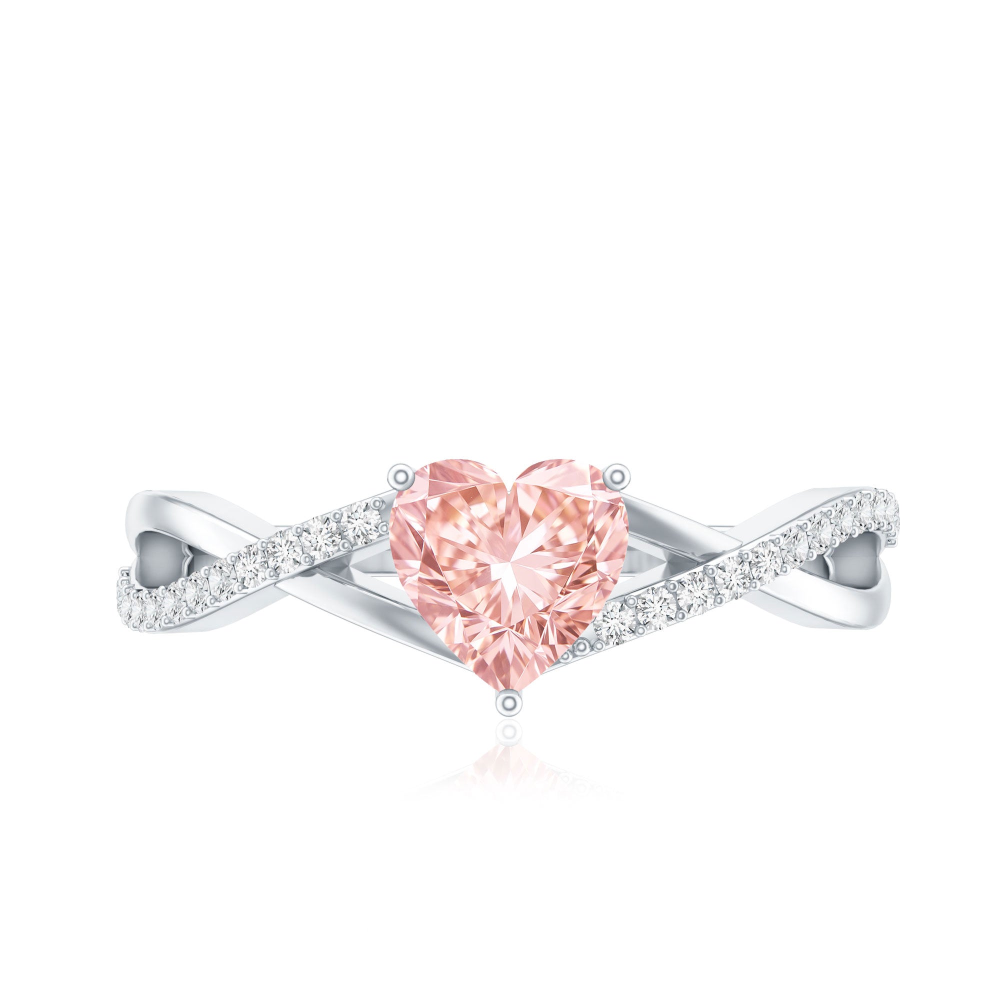 Rosec Jewels-1 CT Heart Shaped Lab Grown Pink Diamond Infinity Engagement Ring