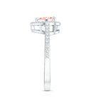 Rosec Jewels-Heart Shape 1 CT Lab Grown Pink White Diamond Halo Engagement Ring