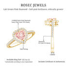 Rosec Jewels-Heart Shape 1 CT Lab Grown Pink White Diamond Halo Engagement Ring