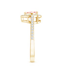 Rosec Jewels-Heart Shape 1 CT Lab Grown Pink White Diamond Halo Engagement Ring