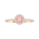 Lab Grown Pink White Diamond Halo Engagement Ring with IGI Certificate E-VS1 - Rosec Jewels