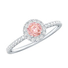 Lab Grown Pink White Diamond Halo Engagement Ring with IGI Certificate E-VS1 - Rosec Jewels