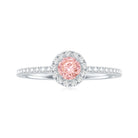 Lab Grown Pink White Diamond Halo Engagement Ring with IGI Certificate E-VS1 - Rosec Jewels
