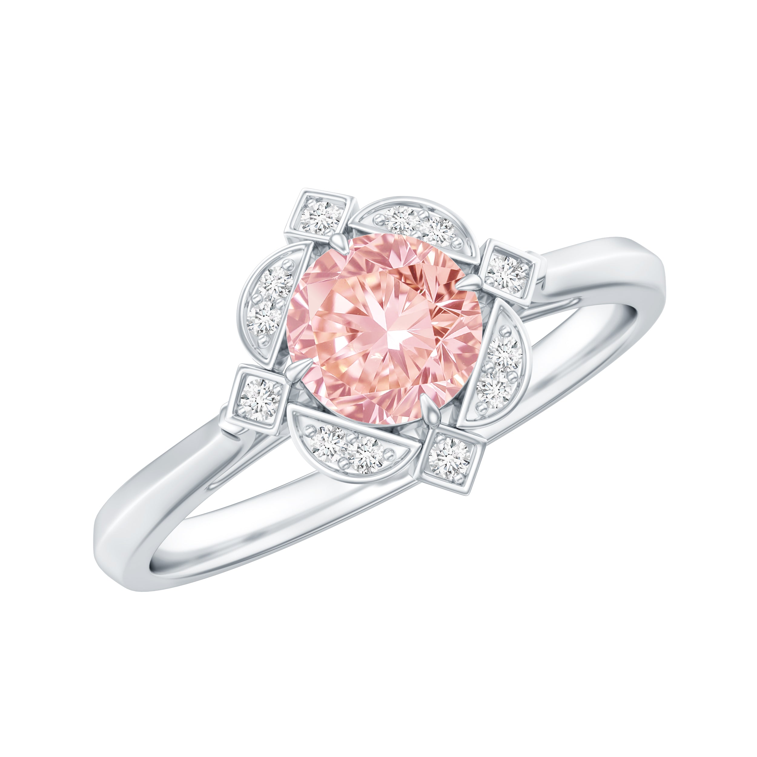 Vintage Inspired Lab Grown Pink Diamond Engagement Ring