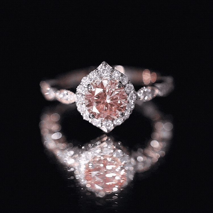 IGI Certified Lab Grown Pink White Diamond Designer Engagement Ring Fancy Pink - VS1 - Rosec Jewels