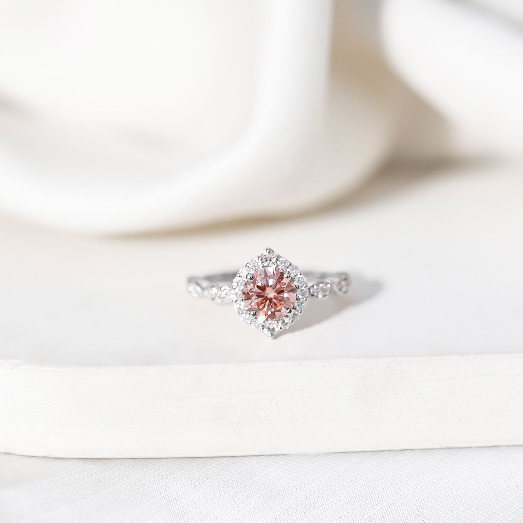 IGI Certified Lab Grown Pink White Diamond Designer Engagement Ring Fancy Pink - VS1 - Rosec Jewels