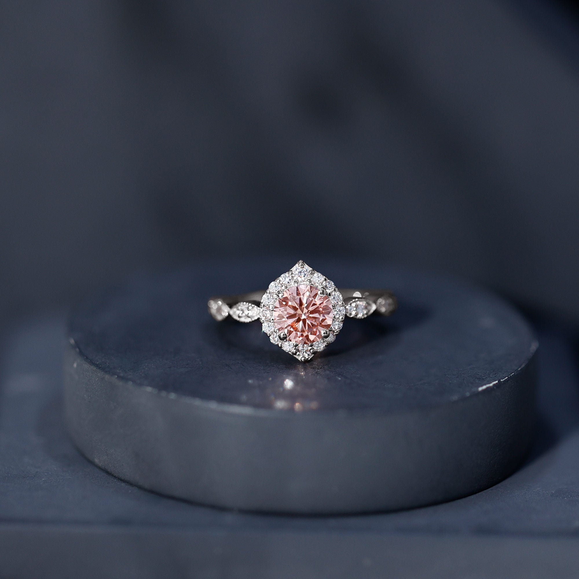 IGI Certified Lab Grown Pink White Diamond Designer Engagement Ring Fancy Pink - VS1 - Rosec Jewels